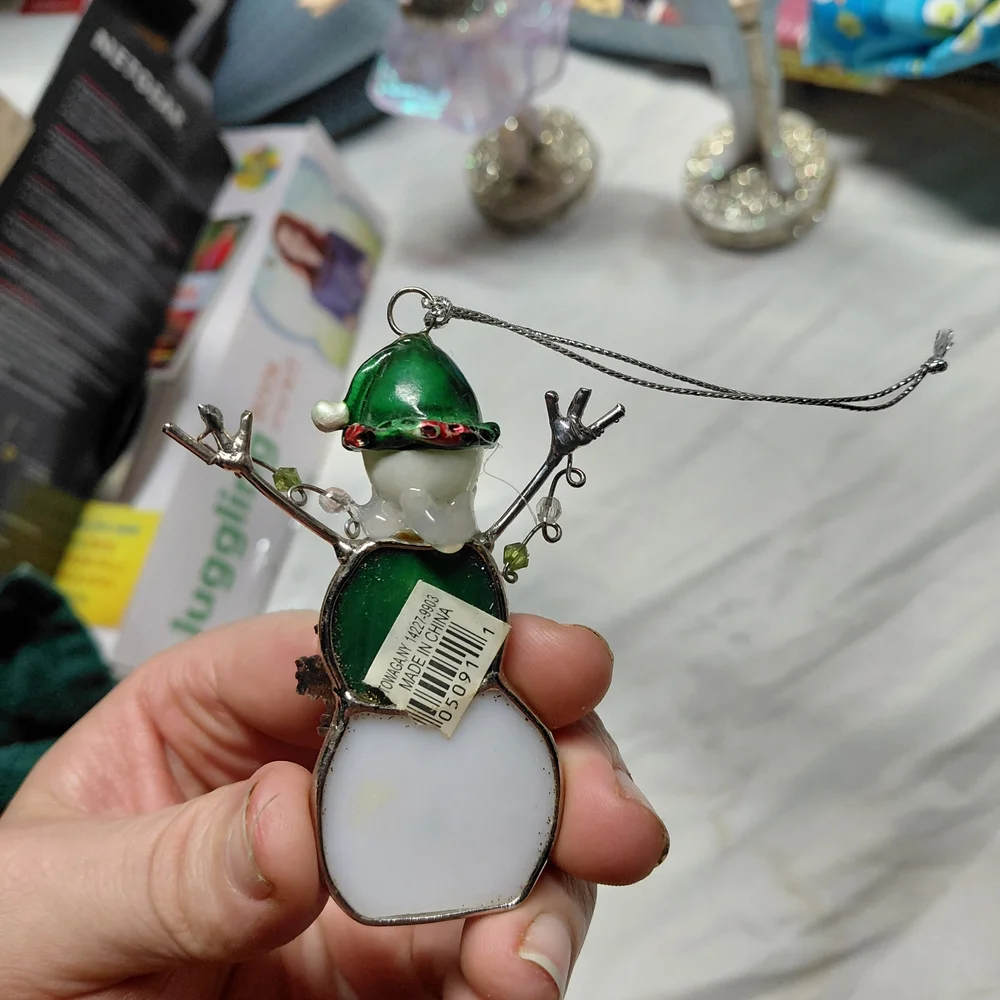 Target Festive Snowman Ornament with Green and Red Accents